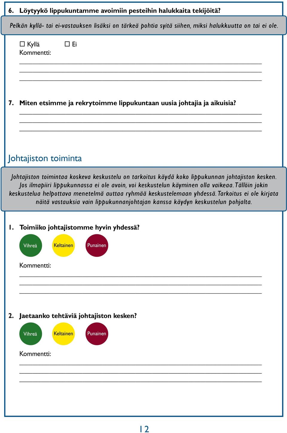 Jos ilmapiiri lippukunnassa ei ole avoin, voi keskustelun käyminen olla vaikeaa. Tällöin jokin keskustelua helpottava menetelmä auttaa ryhmää keskustelemaan yhdessä.