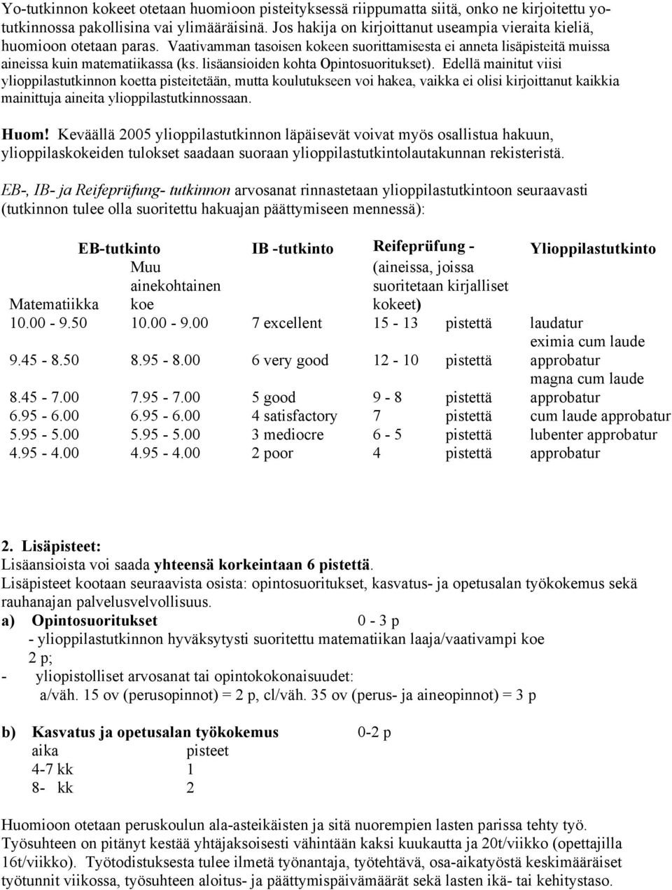 lisäansioiden kohta Opintosuoritukset).