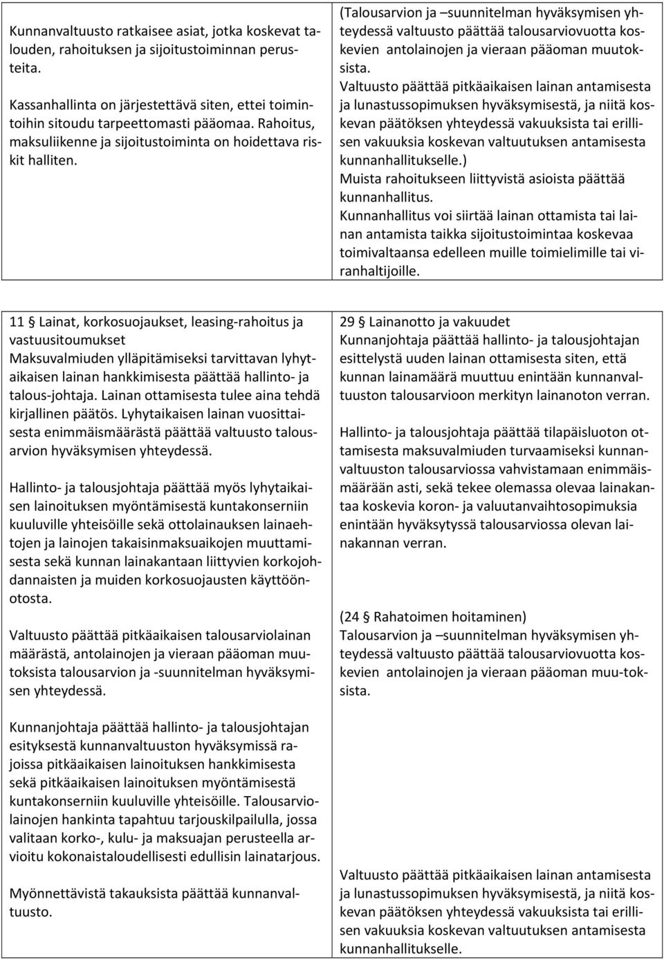 (Talousarvion ja suunnitelman hyväksymisen yhteydessä valtuusto päättää talousarviovuotta koskevien antolainojen ja vieraan pääoman muutoksista.