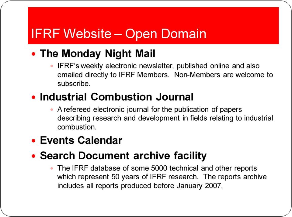 Industrial Combustion Journal A refereed electronic journal for the publication of papers describing research and development in fields
