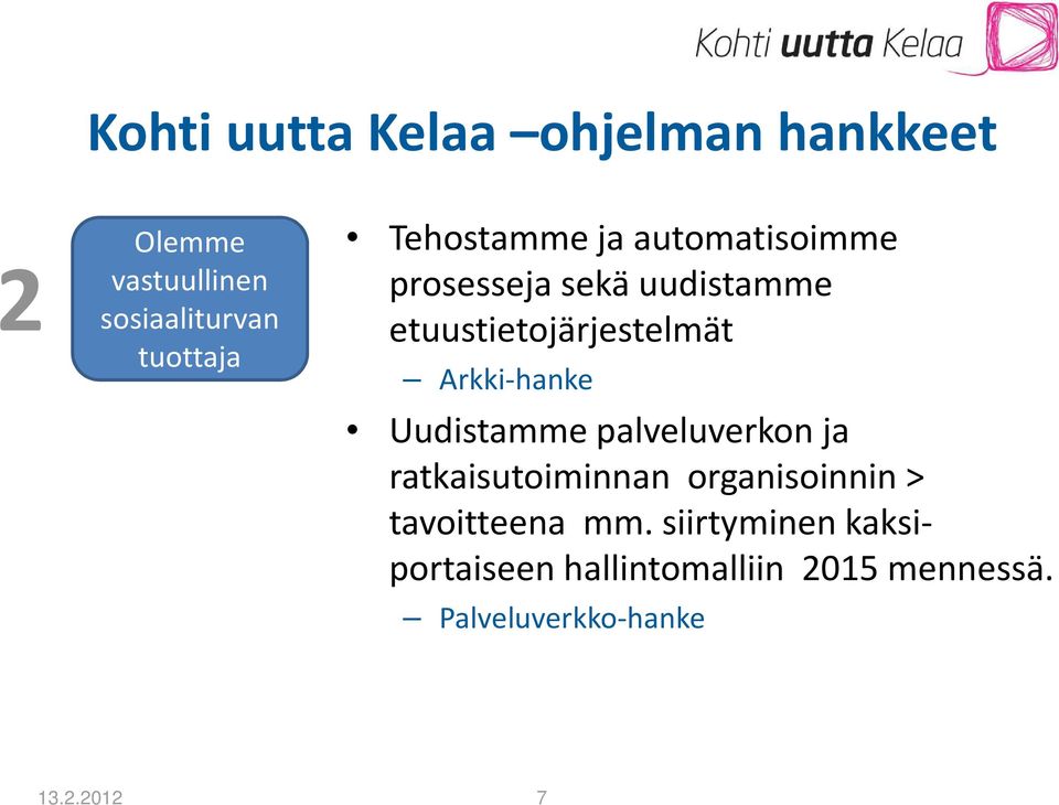 Arkki-hanke Uudistamme palveluverkon ja ratkaisutoiminnan organisoinnin >