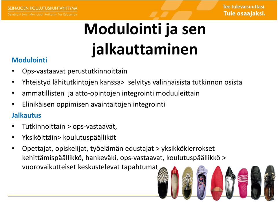 integrointi Jalkautus Tutkinnoittain > ops vastaavat, Yksiköittäin> koulutuspäälliköt Opettajat, opiskelijat, työelämän