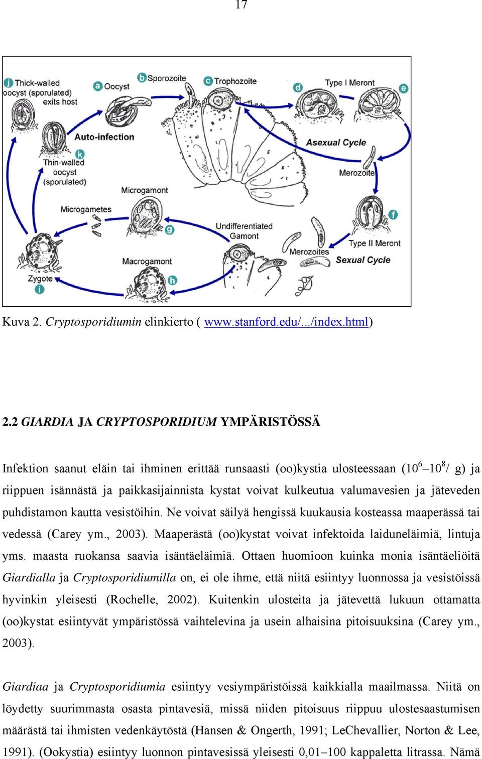kulkeutua valumavesien ja jäteveden puhdistamon kautta vesistöihin. Ne voivat säilyä hengissä kuukausia kosteassa maaperässä tai vedessä (Carey ym., 2003).