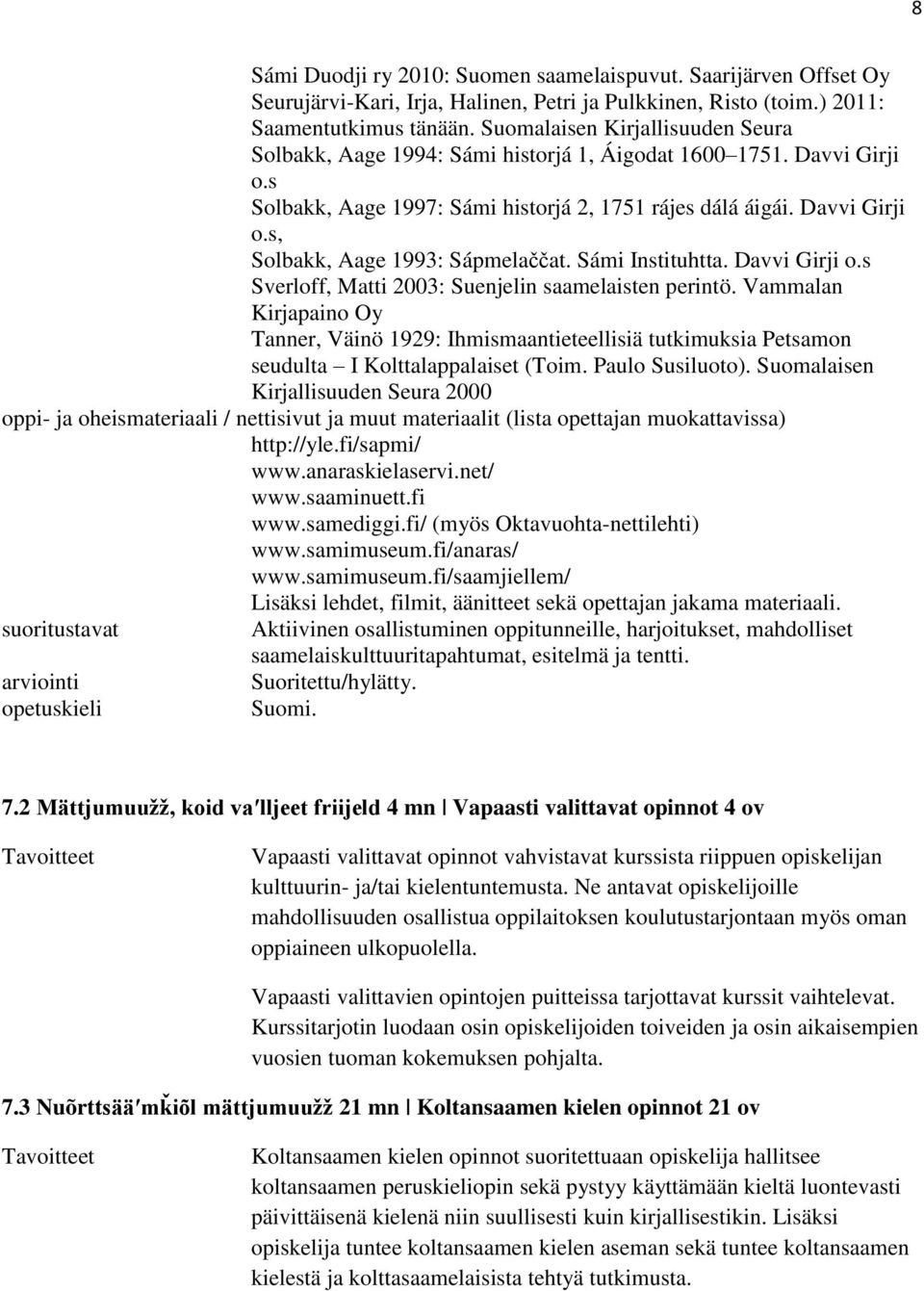 Sámi Instituhtta. Davvi Girji o.s Sverloff, Matti 2003: Suenjelin saamelaisten perintö.