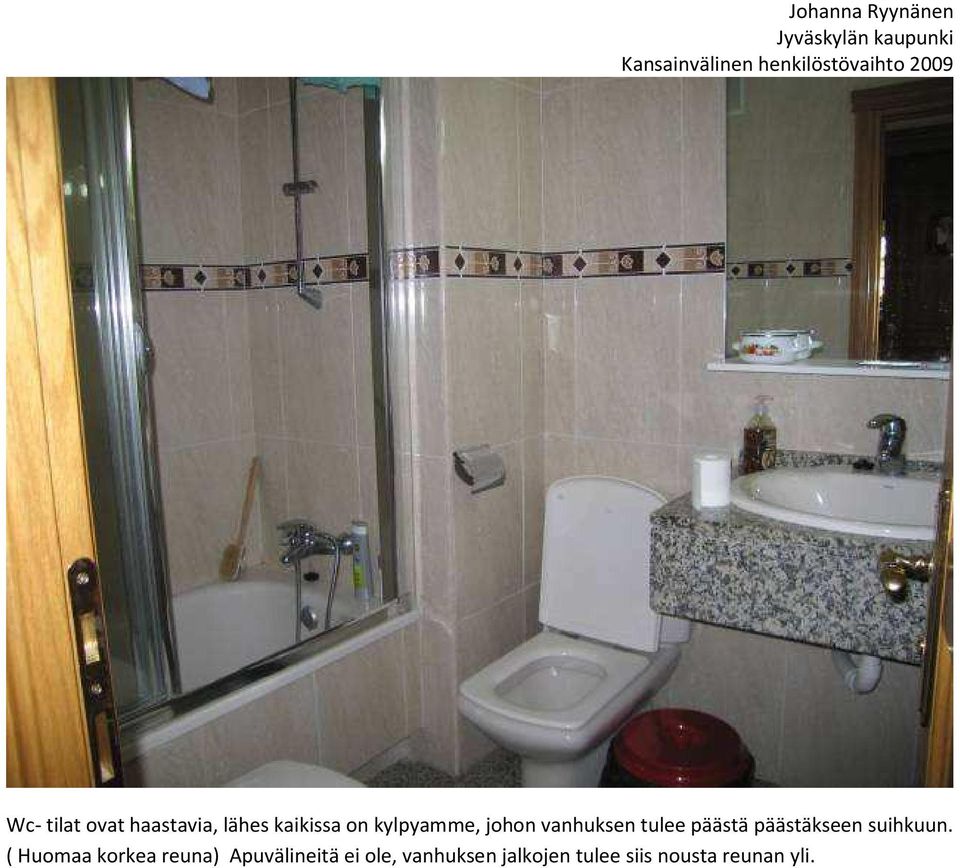 päästäkseen suihkuun.