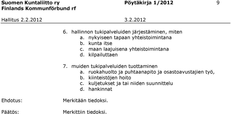 kilpailuttaen 7. muiden tukipalveluiden tuottaminen a.