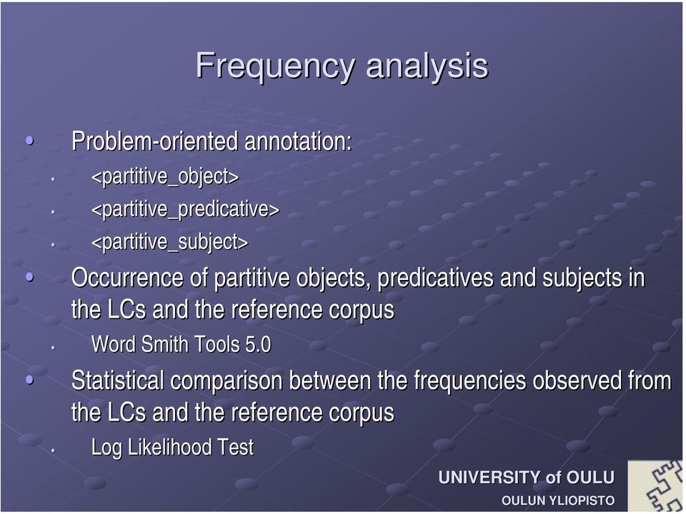 predicatives and subjects in the LCs and the reference corpus Word Smith Tools 5.