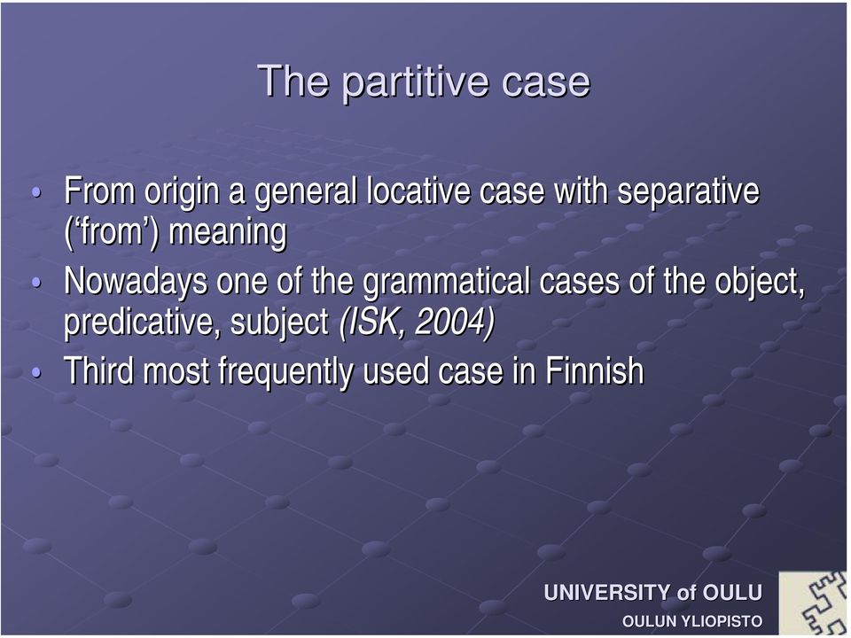 grammatical cases of the object, predicative, subject