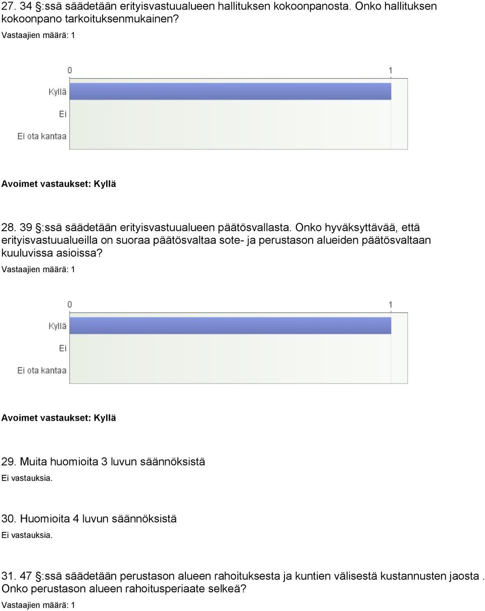 Onko hyväksyttävää, että erityisvastuualueilla on suoraa päätösvaltaa sote- ja perustason alueiden päätösvaltaan kuuluvissa asioissa?