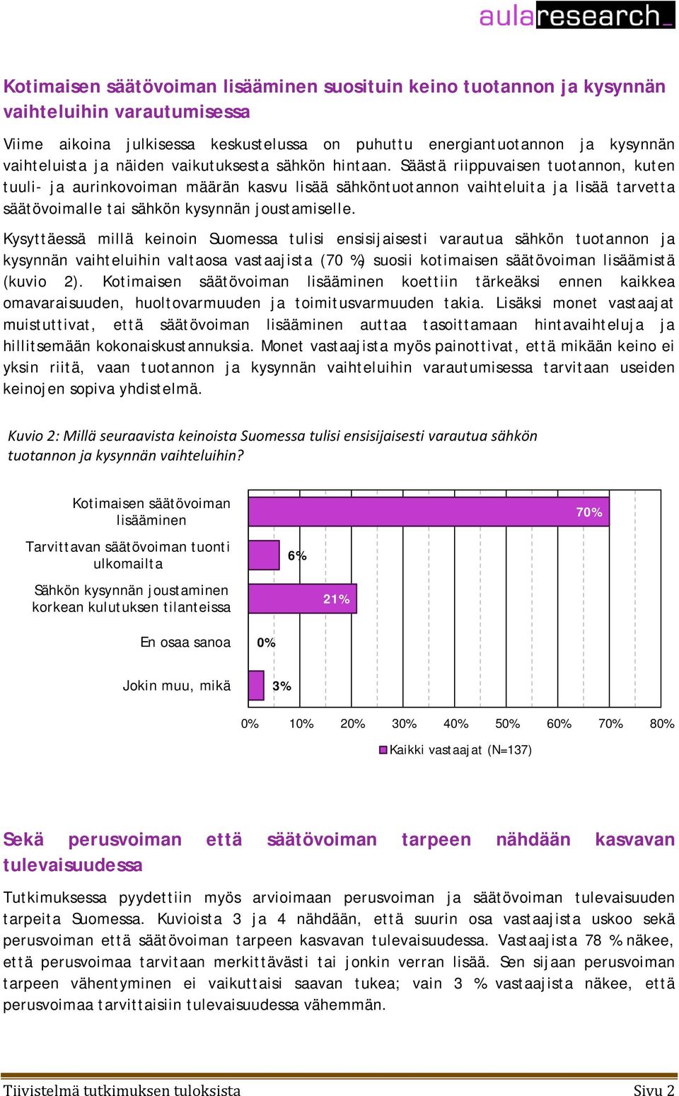 Säästä riippuvaisen tuotannon, kuten tuuli- ja aurinkovoiman määrän kasvu lisää sähköntuotannon vaihteluita ja lisää tarvetta säätövoimalle tai sähkön kysynnän joustamiselle.