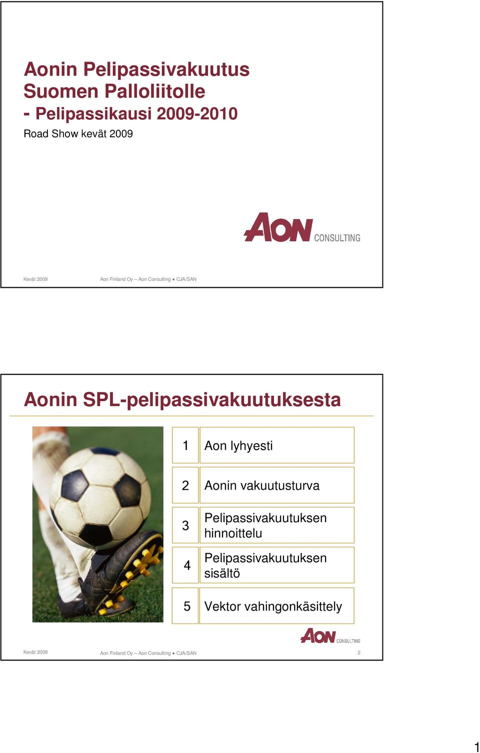 Aon lyhyesti 2 3 Aonin vakuutusturva Pelipassivakuutuksen hinnoittelu 4