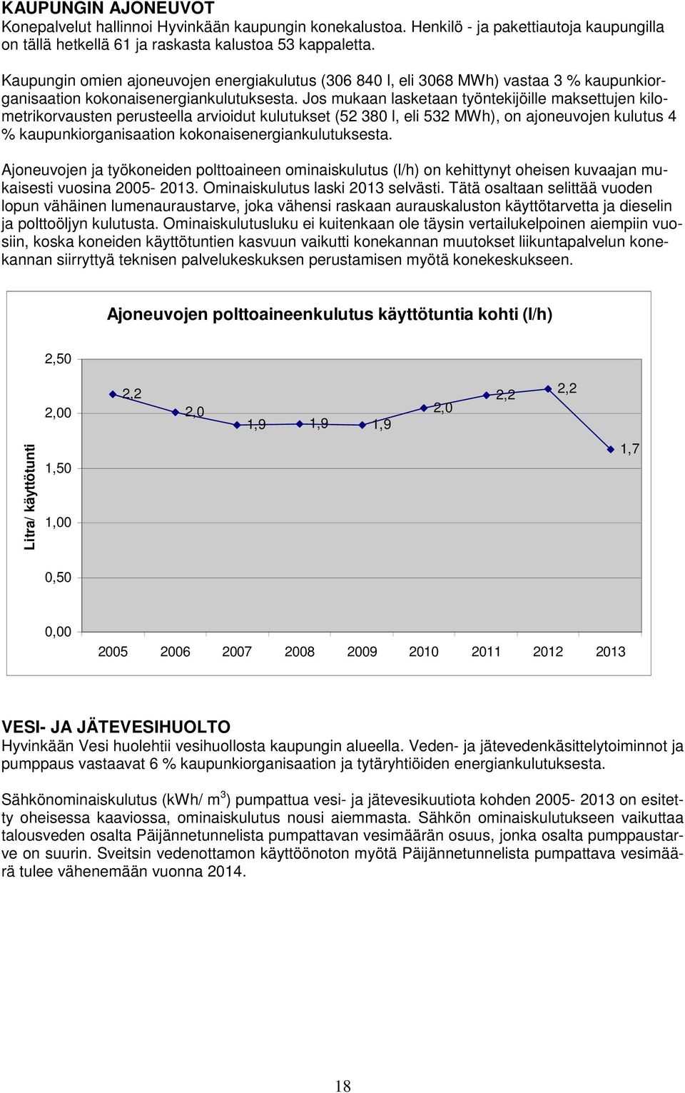 Jos mukaan lasketaan työntekijöille maksettujen kilometrikorvausten perusteella arvioidut kulutukset (52 380 l, eli 532 MWh), on ajoneuvojen kulutus 4 % kaupunkiorganisaation