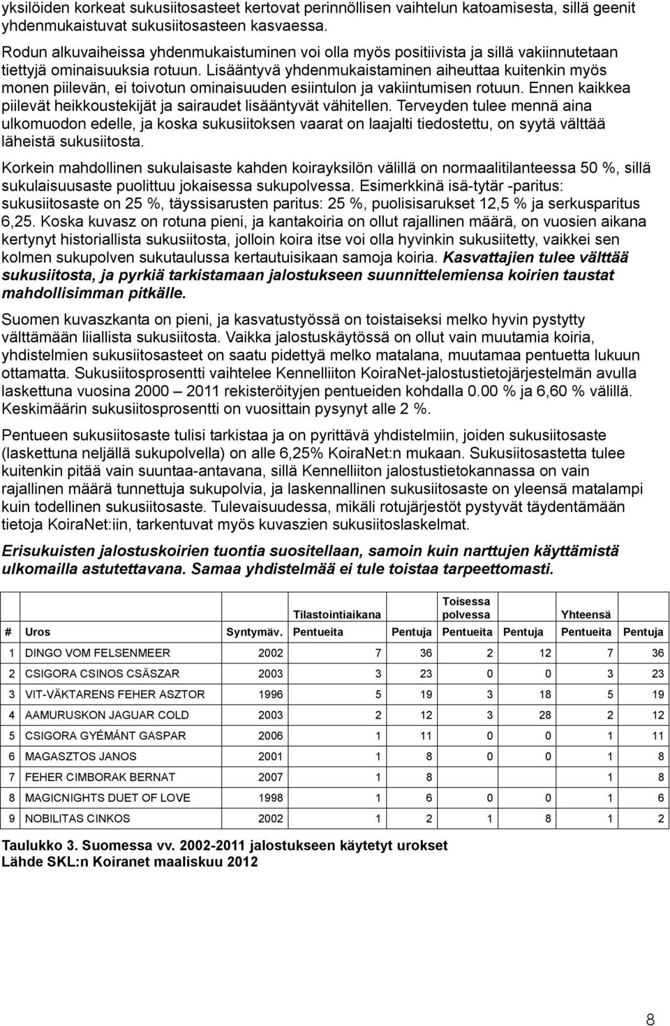 Lisääntyvä yhdenmukaistaminen aiheuttaa kuitenkin myös monen piilevän, ei toivotun ominaisuuden esiintulon ja vakiintumisen rotuun.