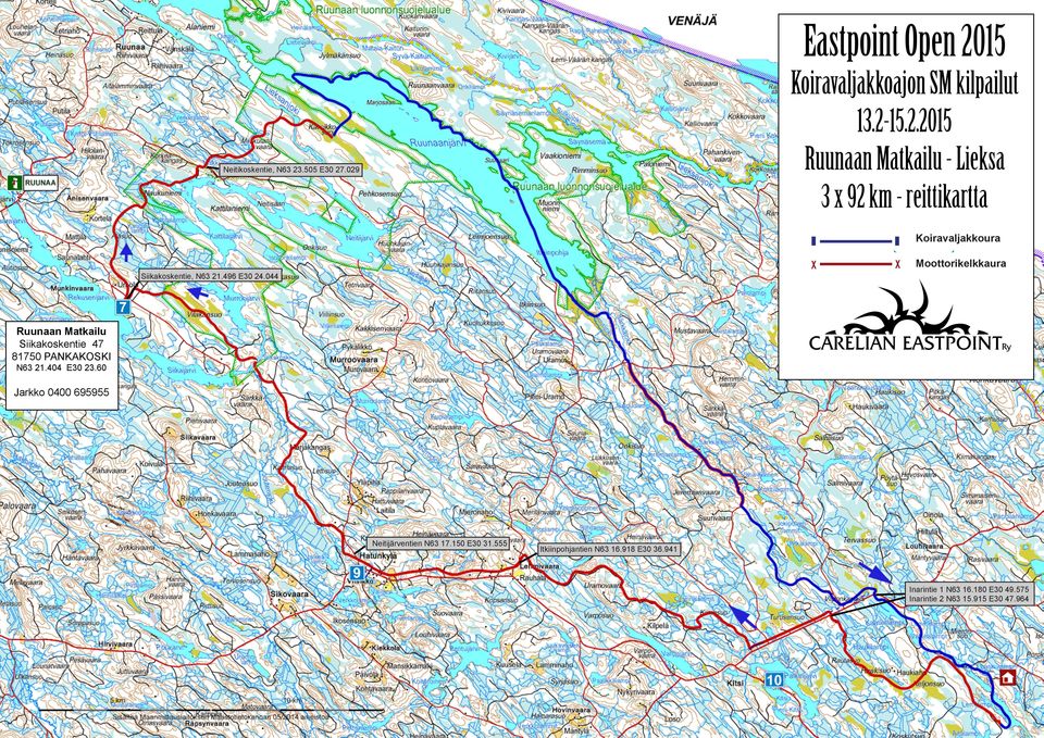 044 X Moottorikelkkaura 7 Ruunaan Matkailu Siikakoskentie 47 81750 PANKAKOSKI N63 21.404 E30 23.