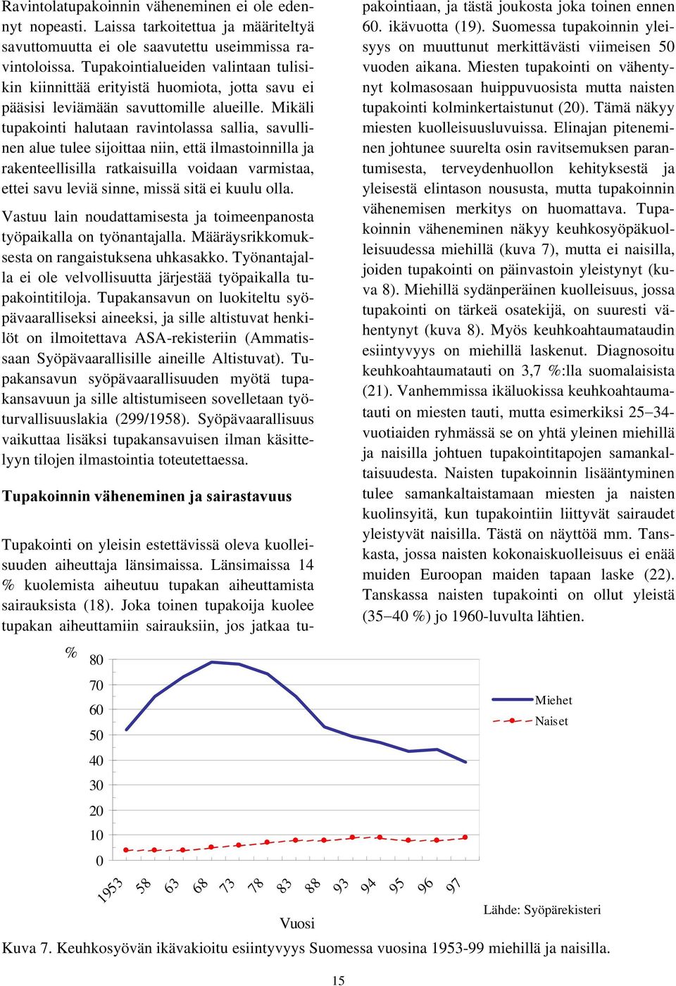 Mikäli tupakointi halutaan ravintolassa sallia, savullinen alue tulee sijoittaa niin, että ilmastoinnilla ja rakenteellisilla ratkaisuilla voidaan varmistaa, ettei savu leviä sinne, missä sitä ei