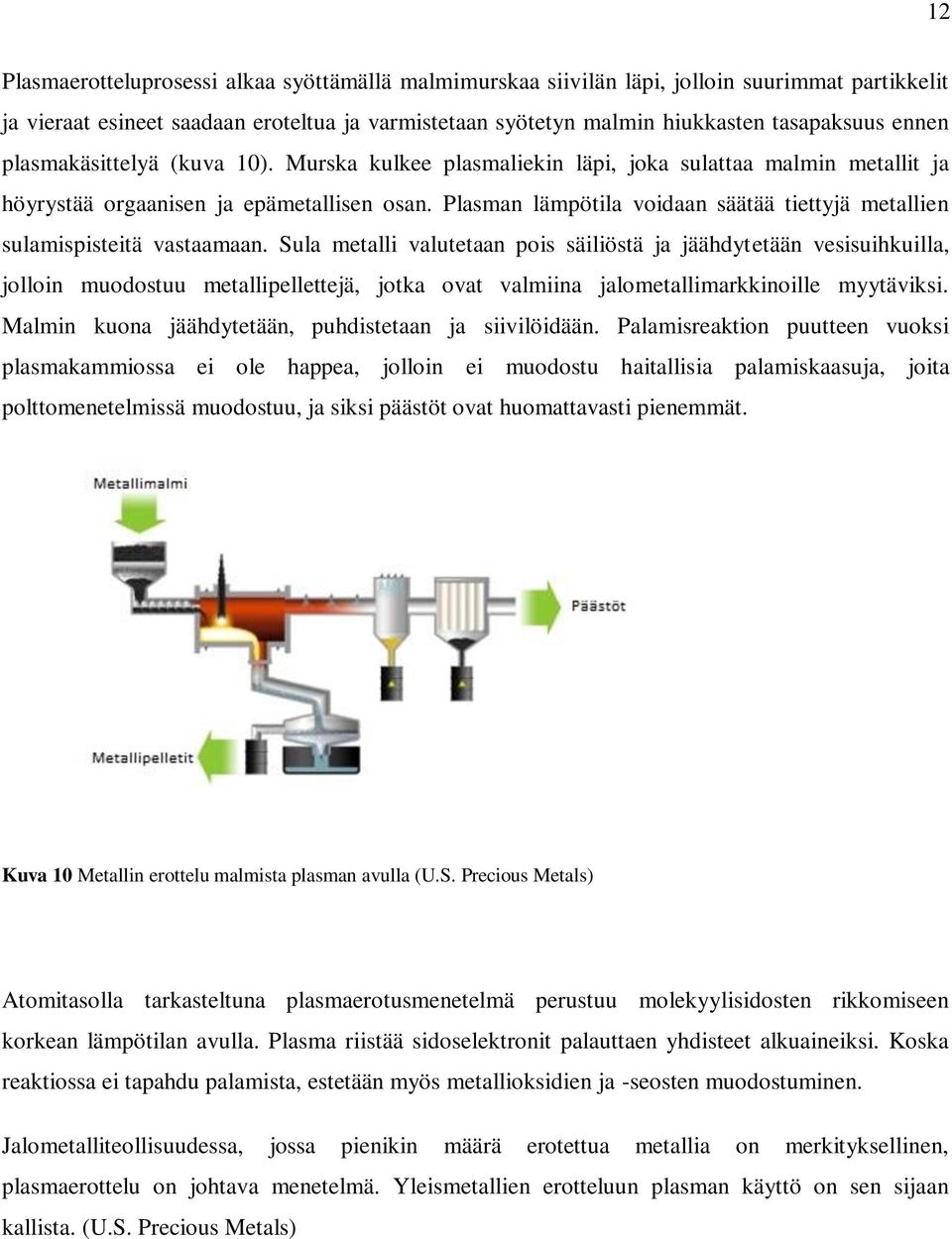 Plasman lämpötila voidaan säätää tiettyjä metallien sulamispisteitä vastaamaan.