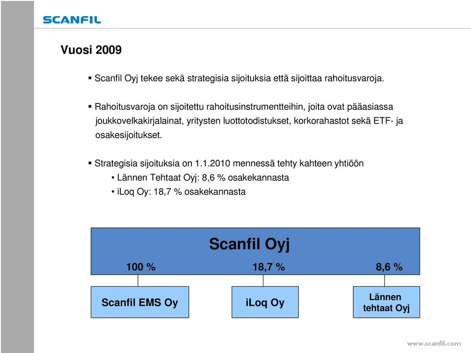 luottotodistukset, korkorahastot sekä ETF- ja osakesijoitukset. Strategisia sijoituksia on 1.