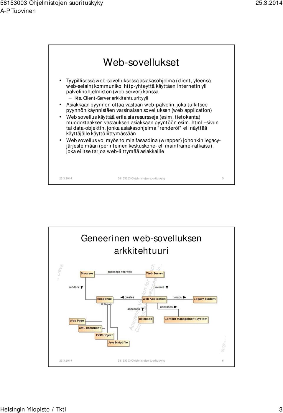 (esim. tietokanta) muodostaaksen vastauksen asiakkaan pyyntöön esim.