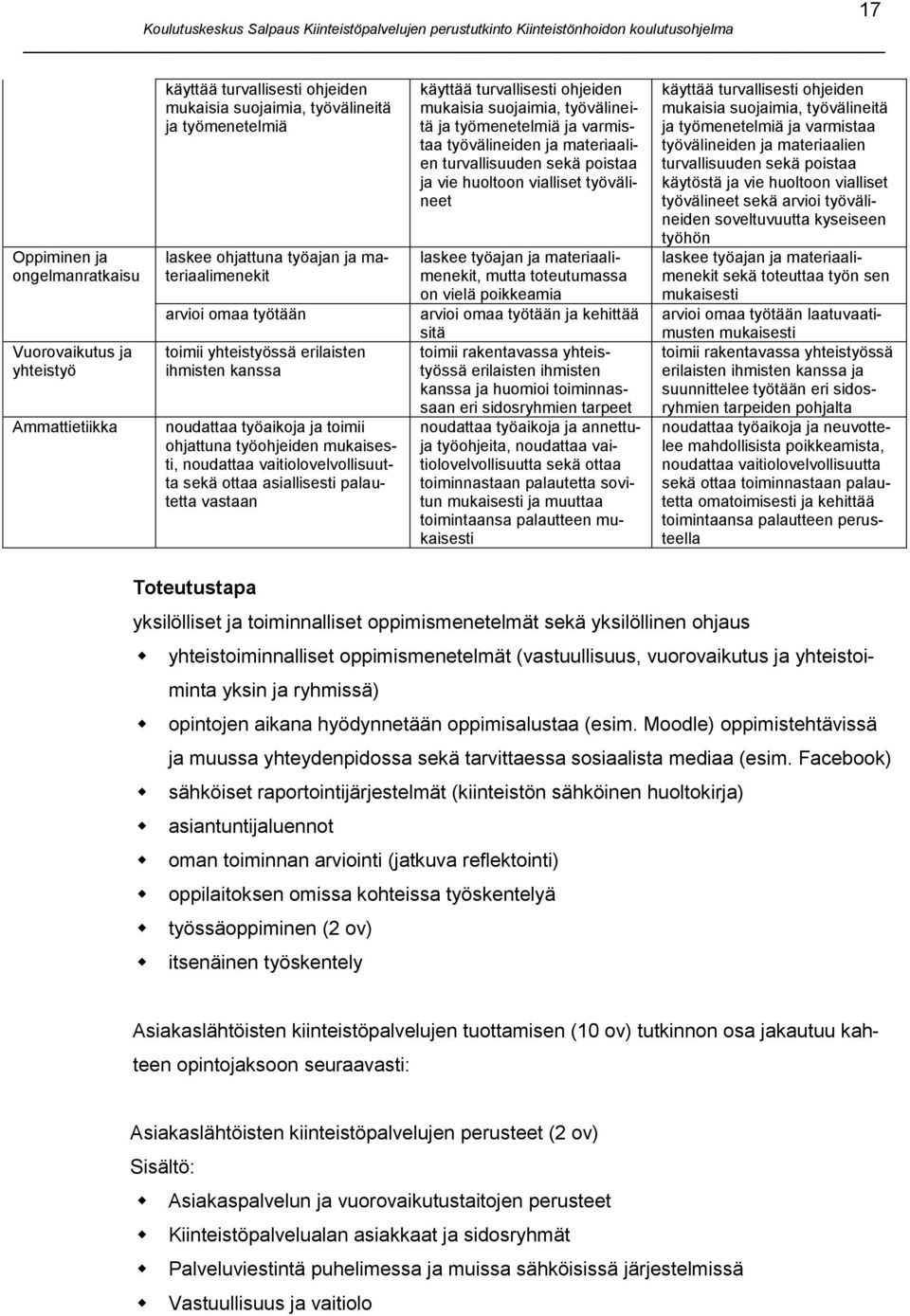 asiallisesti palautetta vastaan käyttää turvallisesti ohjeiden mukaisia suojaimia, työvälineitä ja työmenetelmiä ja varmistaa työvälineiden ja materiaalien turvallisuuden sekä poistaa ja vie huoltoon