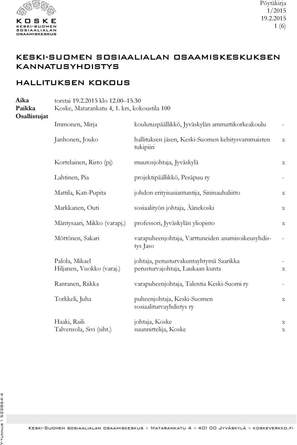 Mikko (varapj.) Möttönen, Sakari Palola, Mikael Hiljanen, Vuokko (varaj.