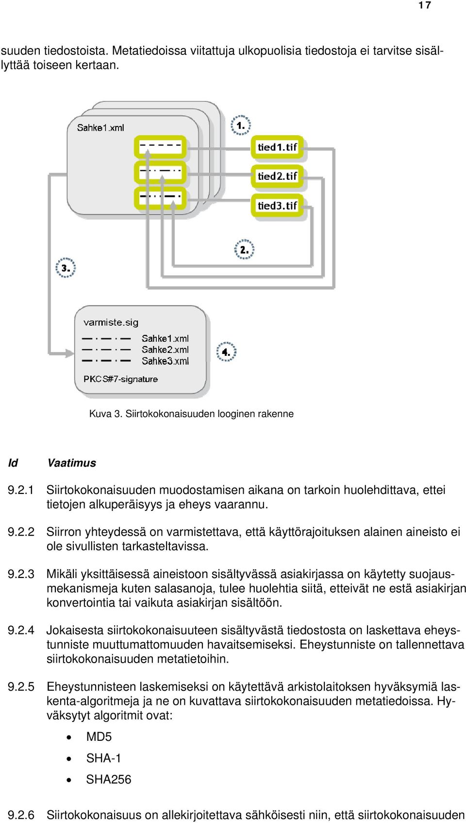 2 Siirron yhteydessä on varmistettava, että käyttörajoituksen alainen aineisto ei ole sivullisten tarkasteltavissa. 9.2.3 Mikäli yksittäisessä aineistoon sisältyvässä asiakirjassa on käytetty