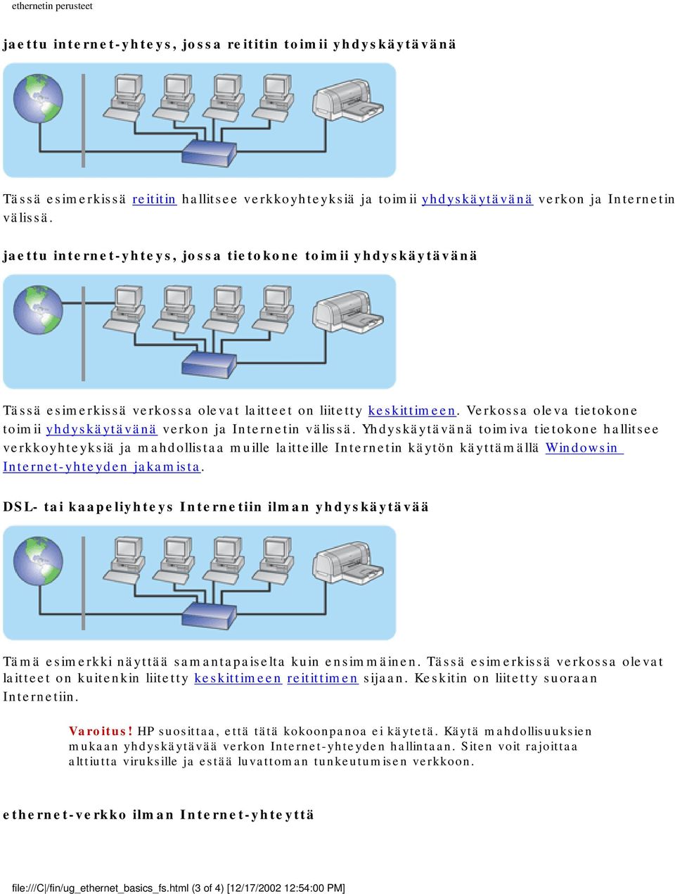 Verkossa oleva tietokone toimii yhdyskäytävänä verkon ja Internetin välissä.