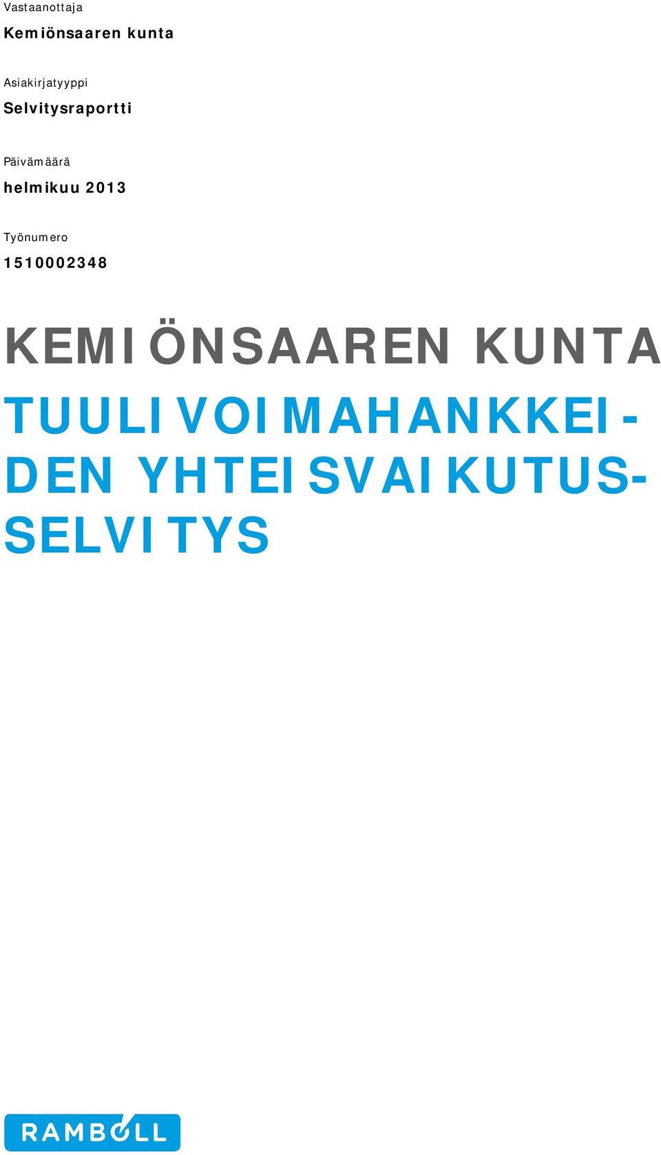 helmikuu 2013 Työnumero 1510002348