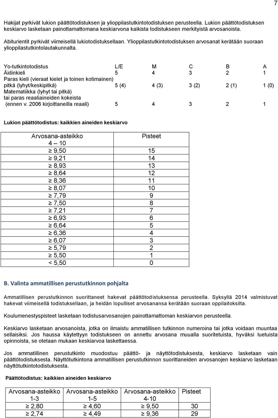 Ylioppilastutkintotodistuksen arvosanat kerätään suoraan ylioppilastutkintolautakunnalta.