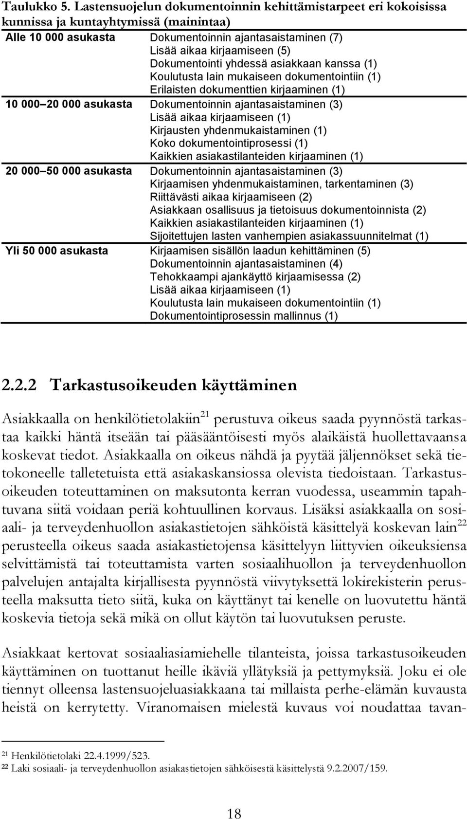 Dokumentointi yhdessä asiakkaan kanssa (1) Koulutusta lain mukaiseen dokumentointiin (1) Erilaisten dokumenttien kirjaaminen (1) 10 000 20 000 asukasta Dokumentoinnin ajantasaistaminen (3) Lisää