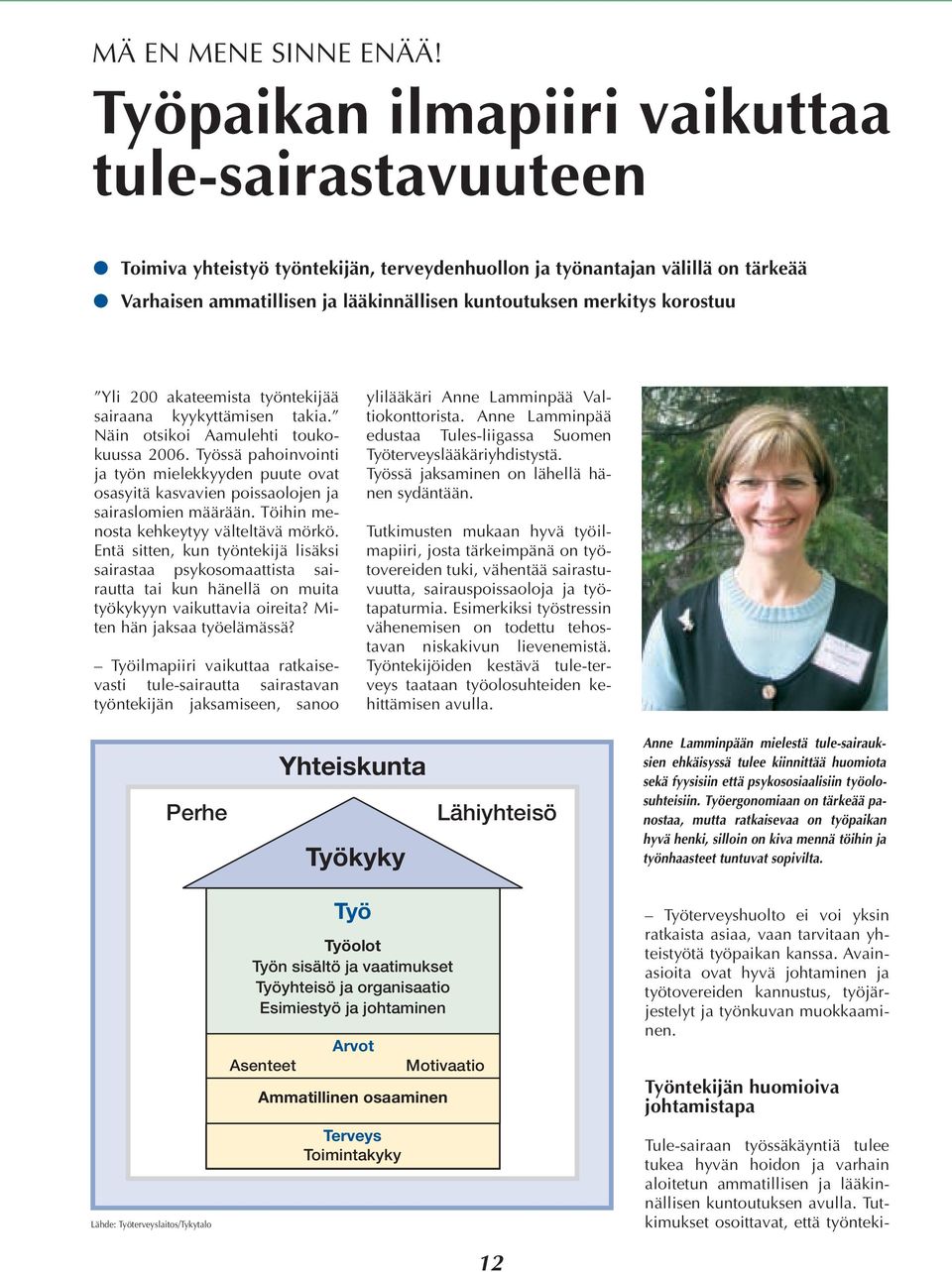korostuu Yli 200 akateemista työntekijää sairaana kyykyttämisen takia. Näin otsikoi Aamulehti toukokuussa 2006.