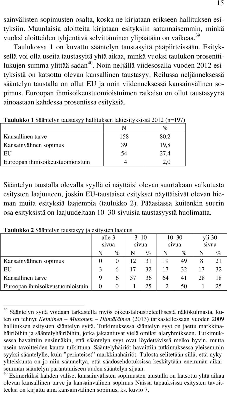 Esityksellä voi olla useita taustasyitä yhtä aikaa, minkä vuoksi taulukon prosenttilukujen summa ylittää sadan 40.
