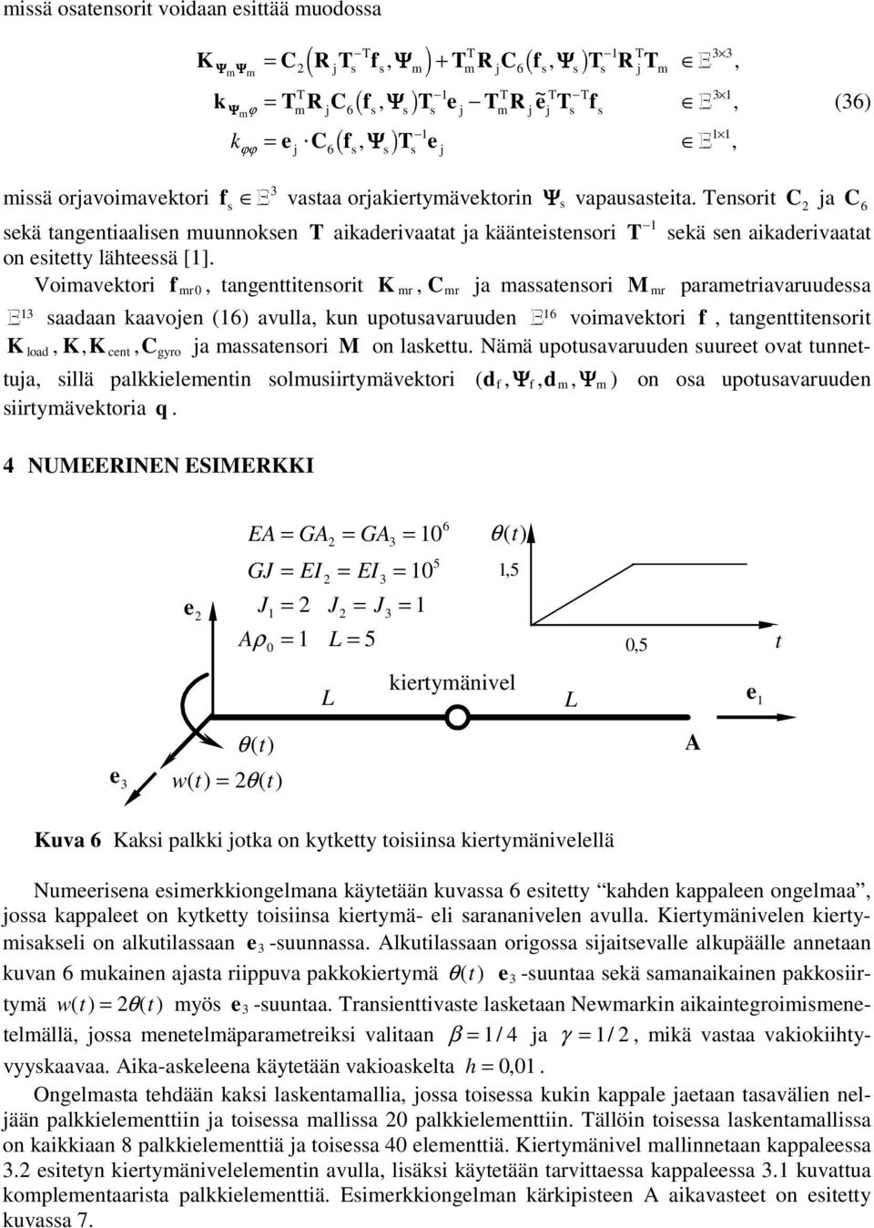 Voavektor f 0 tangentttenort K a aatenor M paraetravaruuea E 13 aaaan kaavoen (16) avulla kun upotuavaruuen E 16 voavektor f tangentttenort K loa K K cent gyro a aatenor M on lakettu.