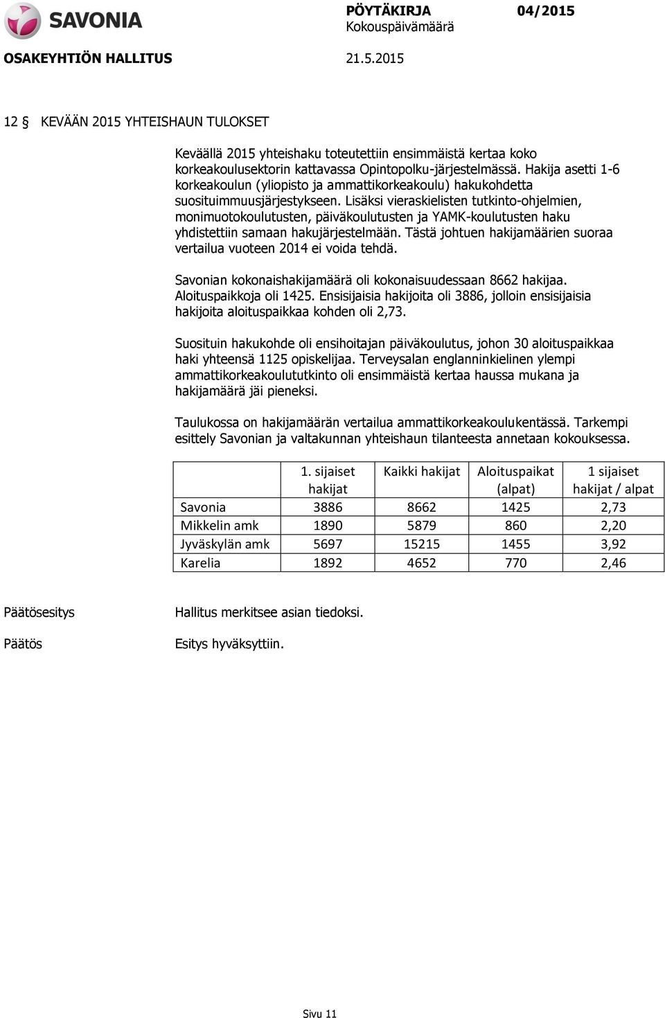 Lisäksi vieraskielisten tutkinto-ohjelmien, monimuotokoulutusten, päiväkoulutusten ja YAMK-koulutusten haku yhdistettiin samaan hakujärjestelmään.