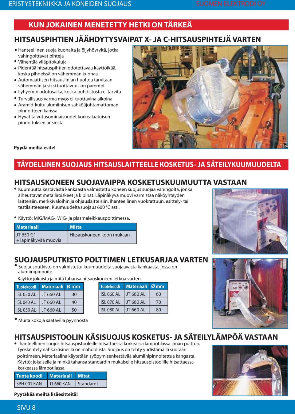 puhdistusta ei tarvita Turvallisuus varma myös ei-tuottavina aikoina Aramid-kuitu alumiinisen sähköäjohtamattoman pinnoitteen kanssa Hyvät taivutusominaisuudet korkealaatuisen pinnoituksen ansiosta