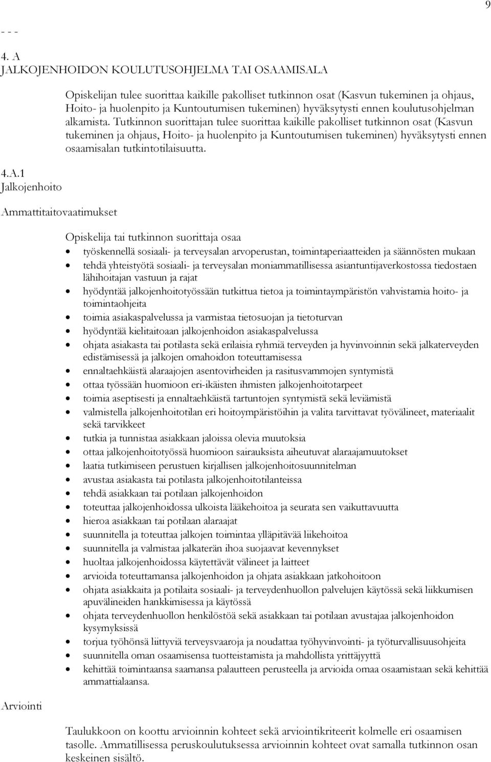 ja huolenpito ja Kuntoutumisen tukeminen) hyväksytysti ennen koulutusohjelman alkamista.