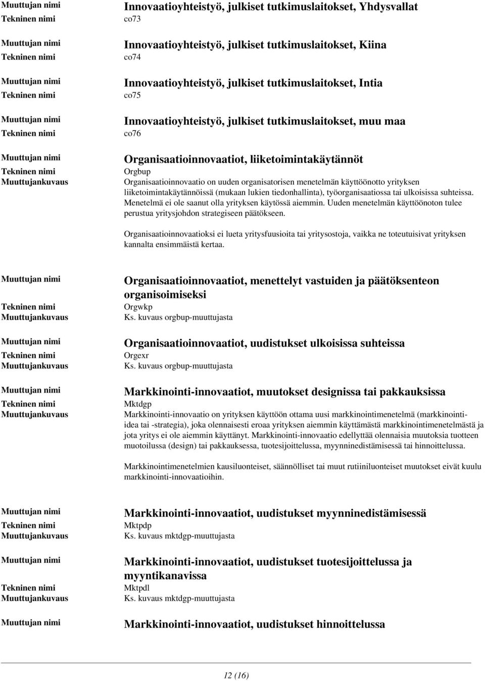 liiketoimintakäytännöissä (mukaan lukien tiedonhallinta), työorganisaatiossa tai ulkoisissa suhteissa. Menetelmä ei ole saanut olla yrityksen käytössä aiemmin.