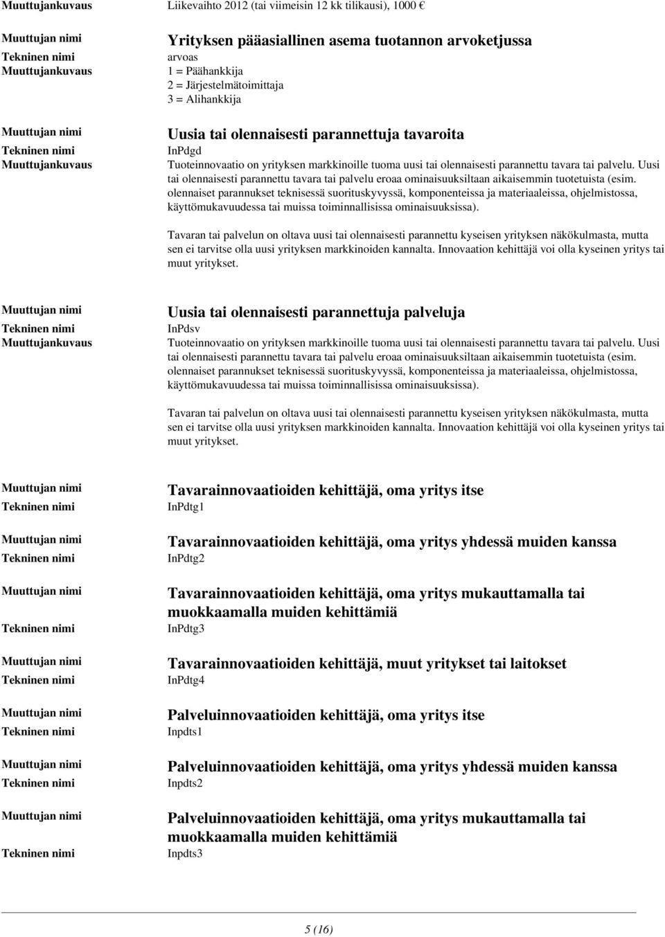 Uusi tai olennaisesti parannettu tavara tai palvelu eroaa ominaisuuksiltaan aikaisemmin tuotetuista (esim.