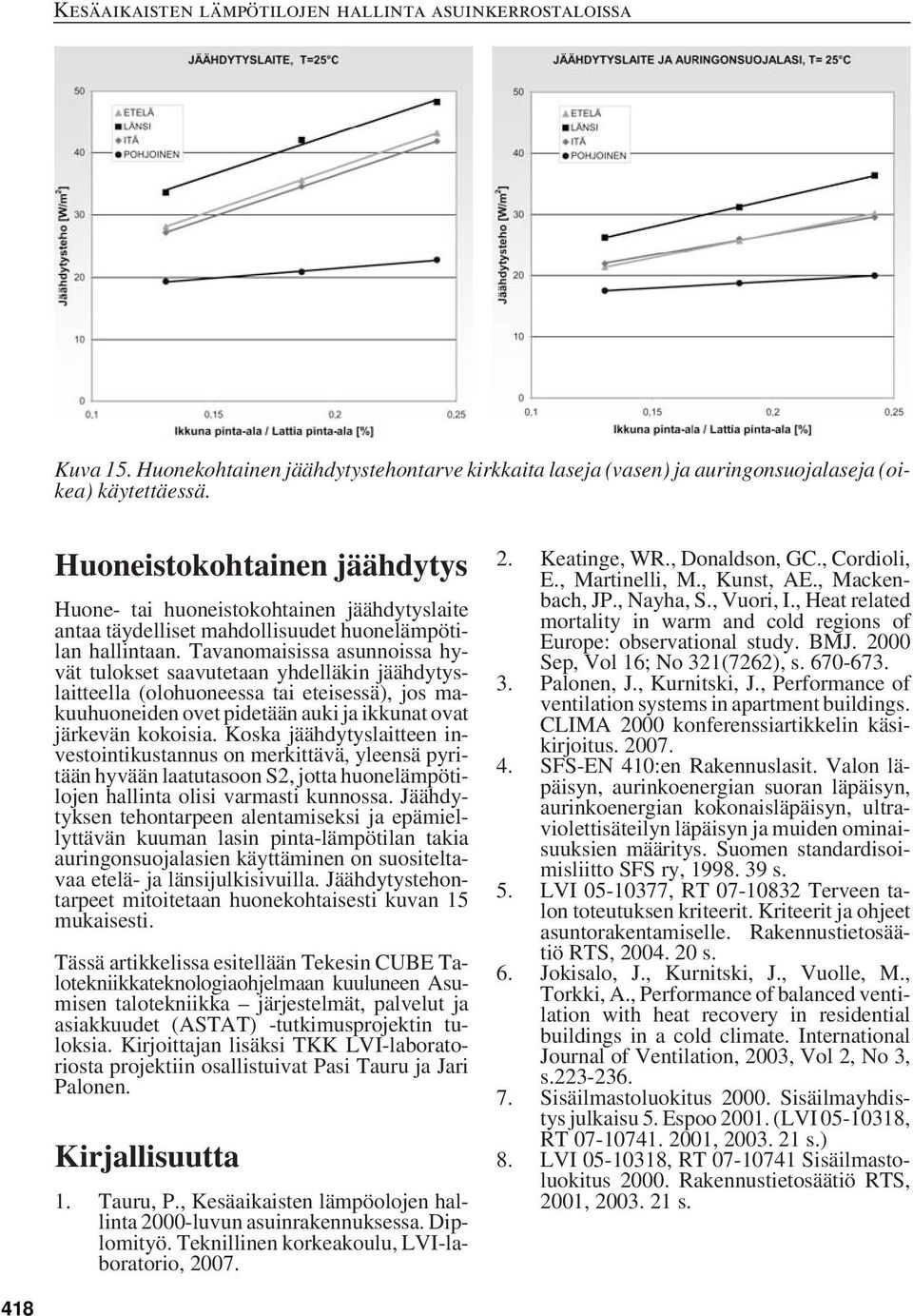 Tavanomaisissa asunnoissa hyvät tulokset saavutetaan yhdelläkin jäähdytyslaitteella (olohuoneessa tai eteisessä), jos makuuhuoneiden ovet pidetään auki ja ikkunat ovat järkevän kokoisia.