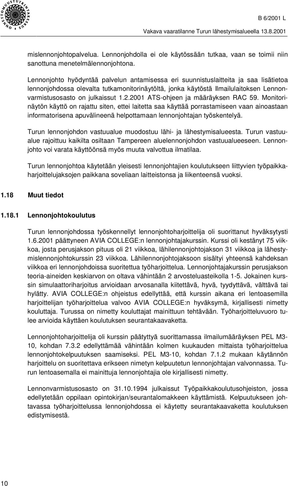 1.2.2001 ATS-ohjeen ja määräyksen RAC 59.