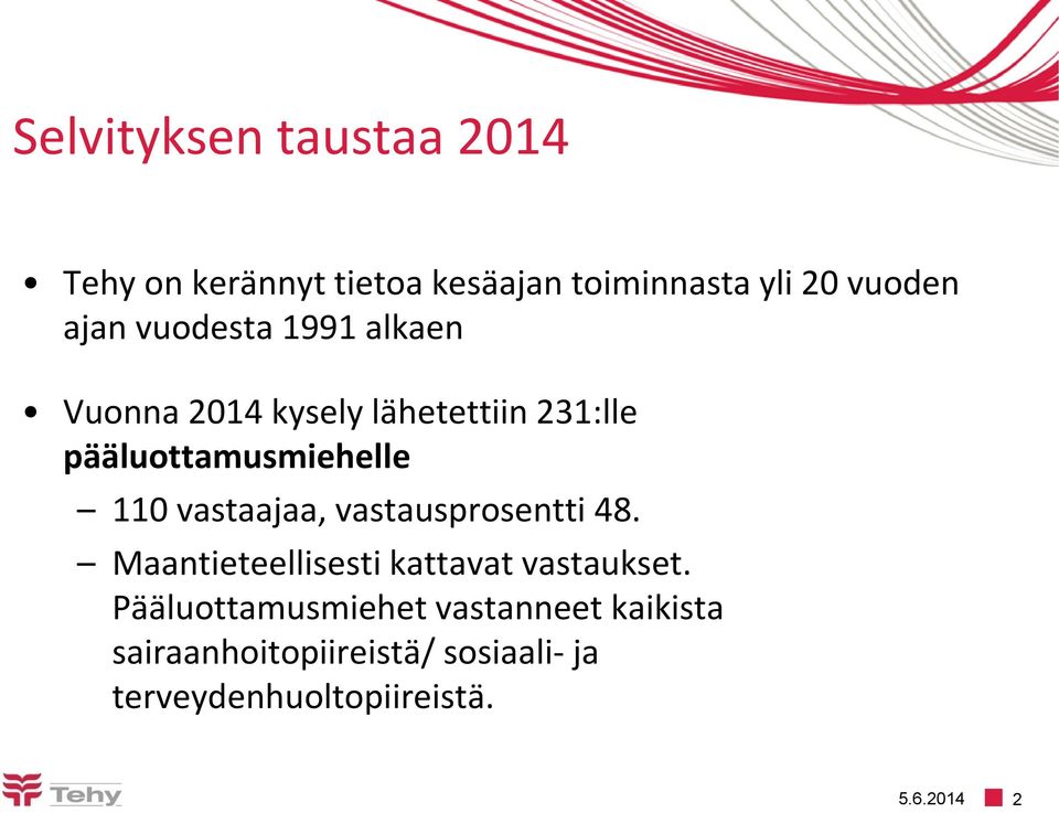 vastaajaa, vastausprosentti 48. Maantieteellisesti kattavat vastaukset.