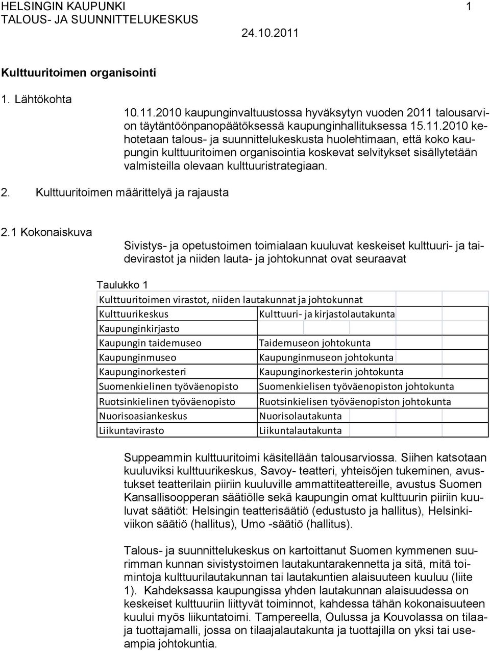 talousarvion täytäntöönpanopäätöksessä kaupunginhallituksessa 15.11.