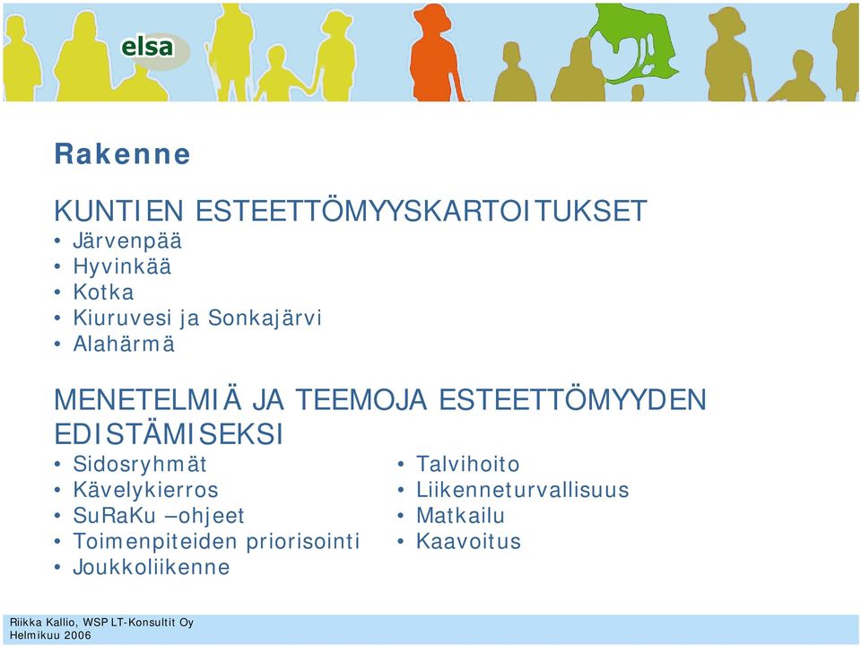 EDISTÄMISEKSI Sidosryhmät Kävelykierros SuRaKu ohjeet Toimenpiteiden