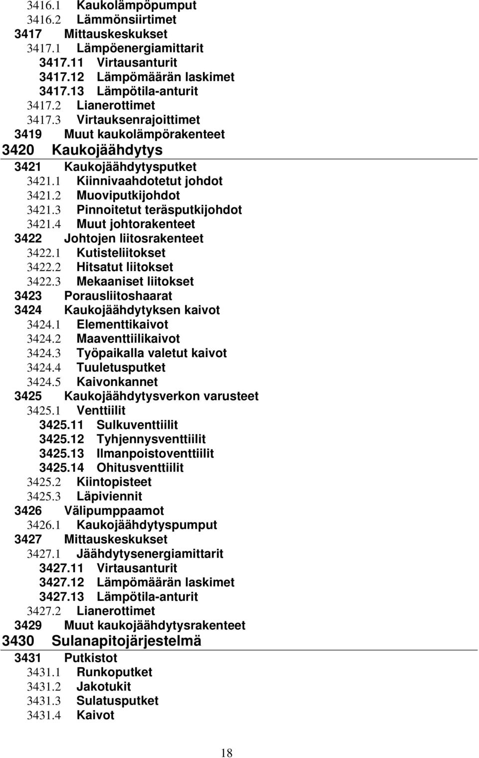 3 Pinnoitetut teräsputkijohdot 3421.4 Muut johtorakenteet 3422 Johtojen liitosrakenteet 3422.1 Kutisteliitokset 3422.2 Hitsatut liitokset 3422.