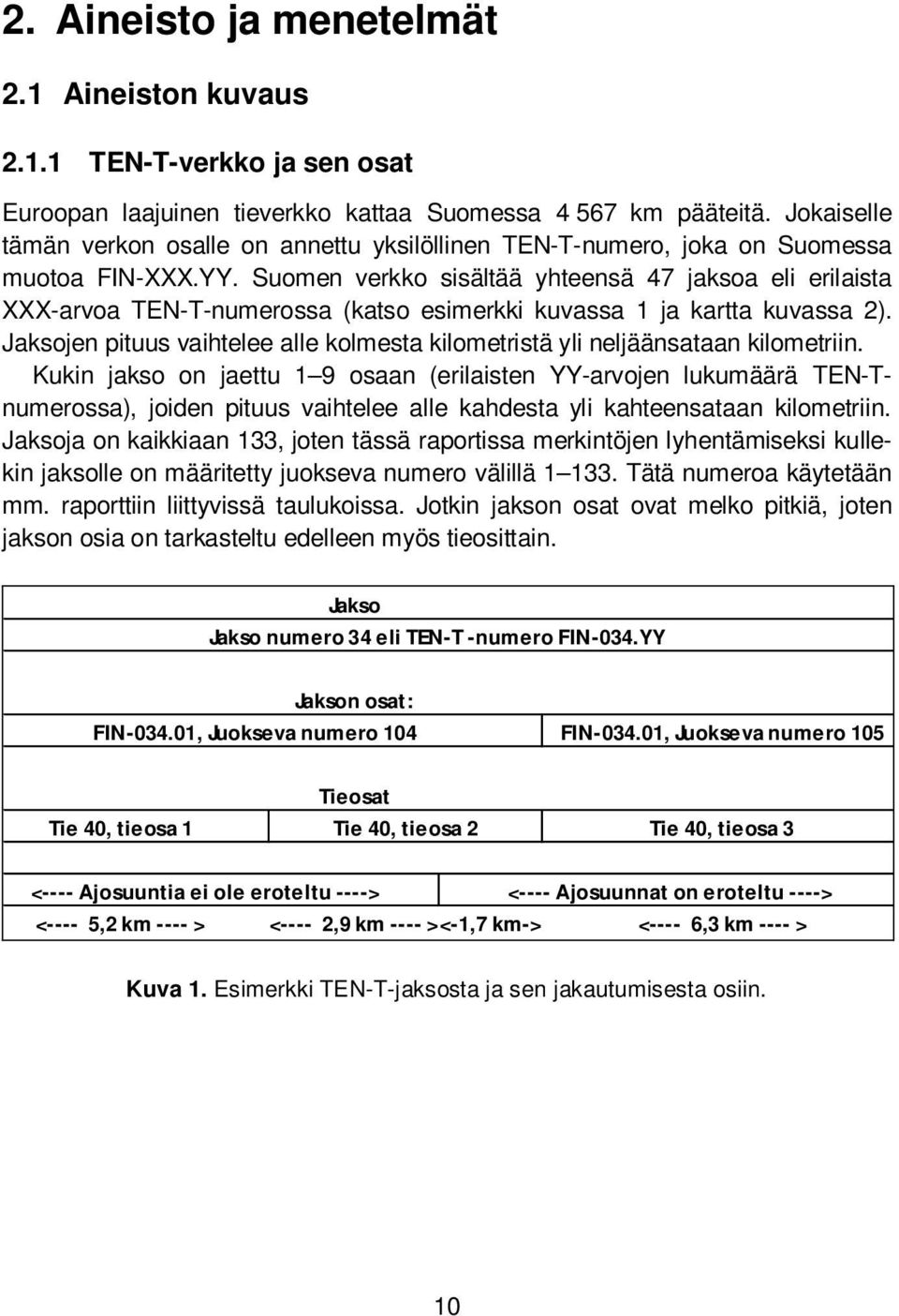 Suomen verkko sisältää yhteensä 47 jaksoa eli erilaista XXX-arvoa TEN-T-numerossa (katso esimerkki kuvassa 1 ja kartta kuvassa 2).