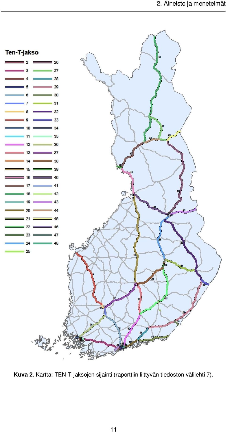 Kartta: TEN-T-jaksojen