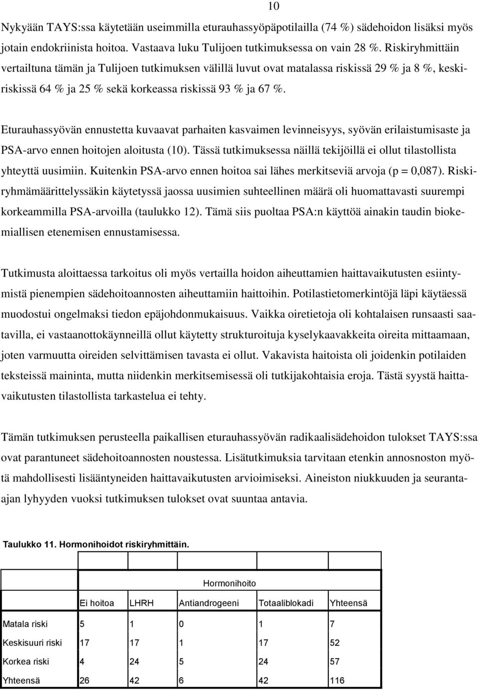 Eturauhassyövän ennustetta kuvaavat parhaiten kasvaimen levinneisyys, syövän erilaistumisaste ja PSA-arvo ennen hoitojen aloitusta (10).