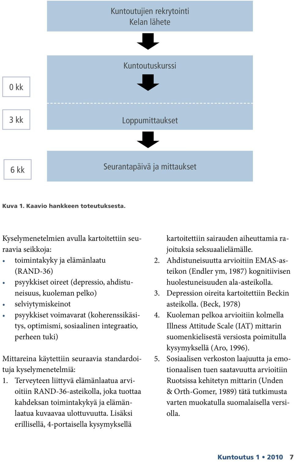 (koherenssikäsitys, optimismi, sosiaalinen integraatio, perheen tuki) Mittareina käytettiin seuraavia standardoituja kyselymenetelmiä: 1.