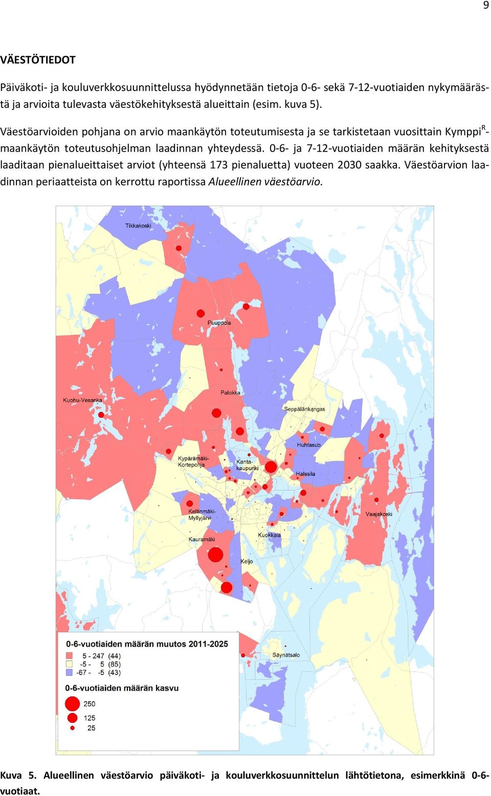 Väestöarvioiden pohjana on arvio maankäytön toteutumisesta ja se tarkistetaan vuosittain Kymppi R - maankäytön toteutusohjelman laadinnan yhteydessä.