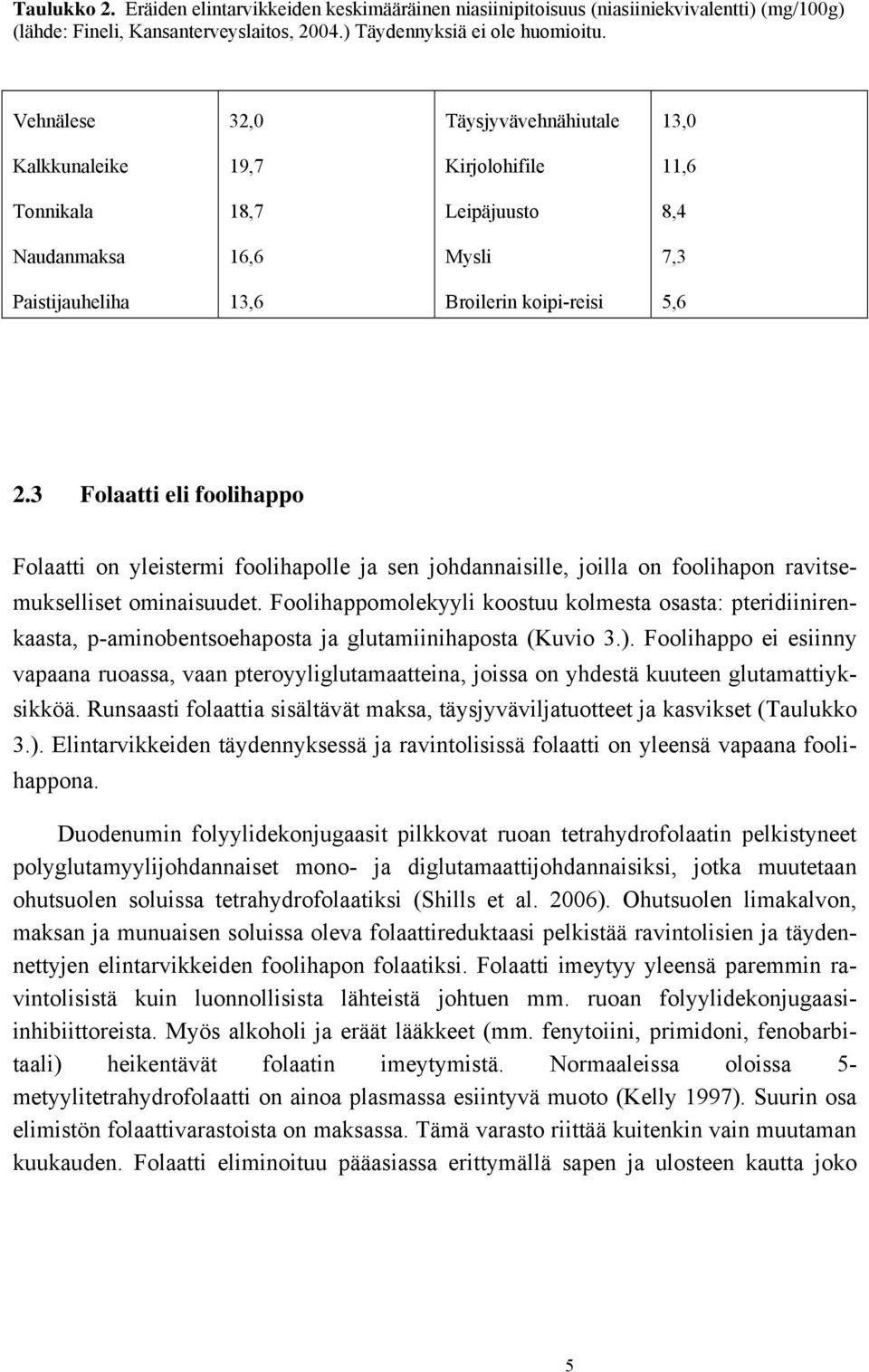 3 Folaatti eli foolihappo Folaatti on yleistermi foolihapolle ja sen johdannaisille, joilla on foolihapon ravitsemukselliset ominaisuudet.
