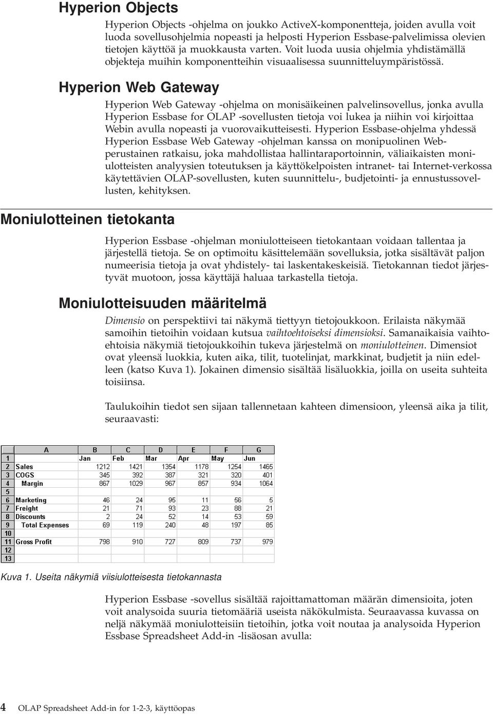 Hyperion Web Gateway Hyperion Web Gateway -ohjelma on monisäikeinen palelinsoellus, jonka aulla Hyperion Essbase for OLAP -soellusten tietoja oi lukea ja niihin oi kirjoittaa Webin aulla nopeasti ja